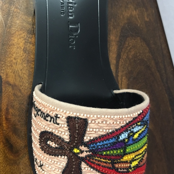 Dior Black Tarot Judgement Embroidered Slippers - Picture 6 of 6